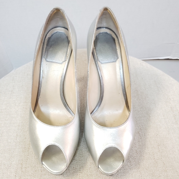 Christian Dior Silver Peep Toe Heels - Picture 5 of 8